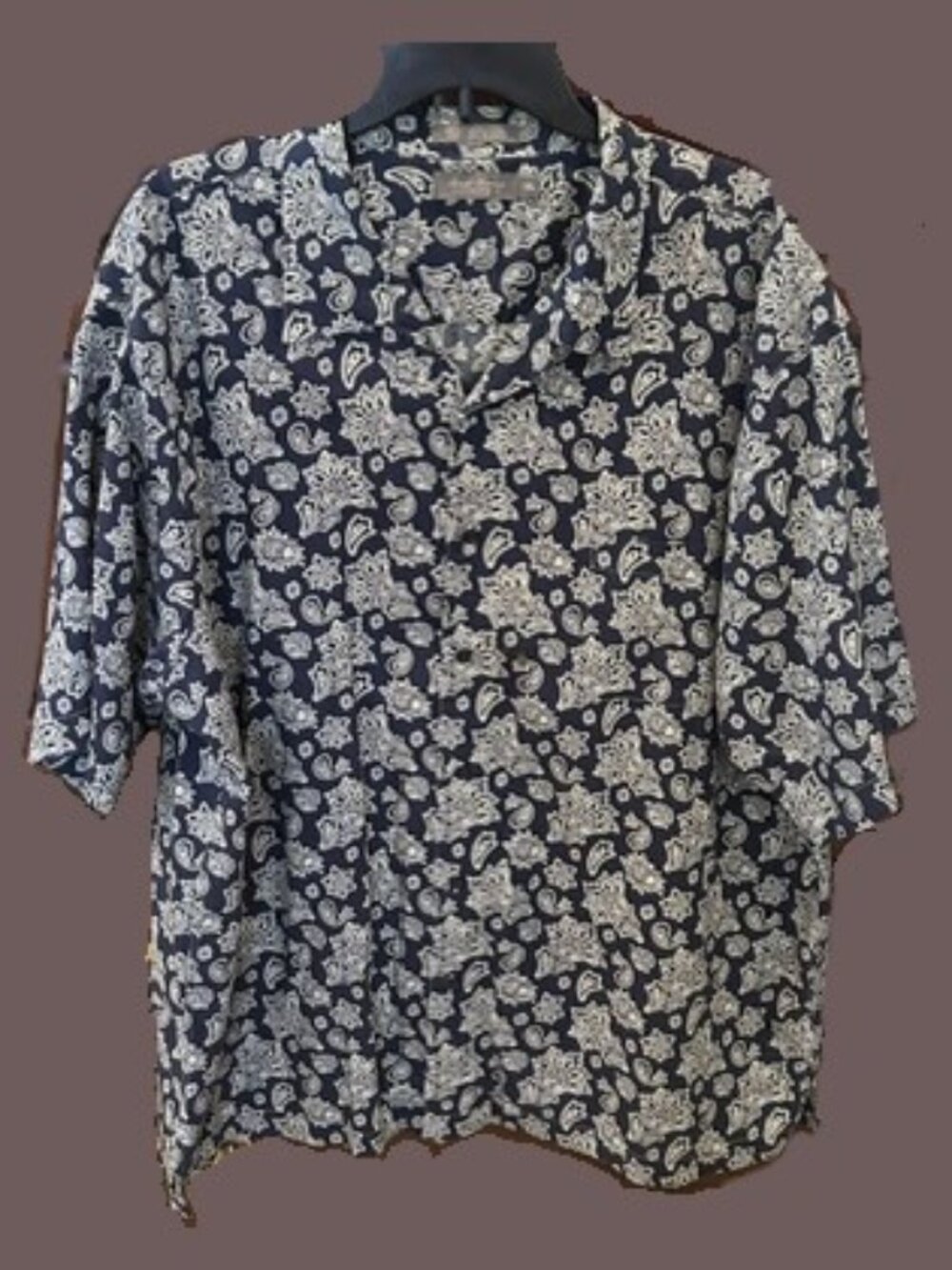 Daniel Cremieux Men's Blue Paisley Short Sleeve Button Down Camp Shirt XXL